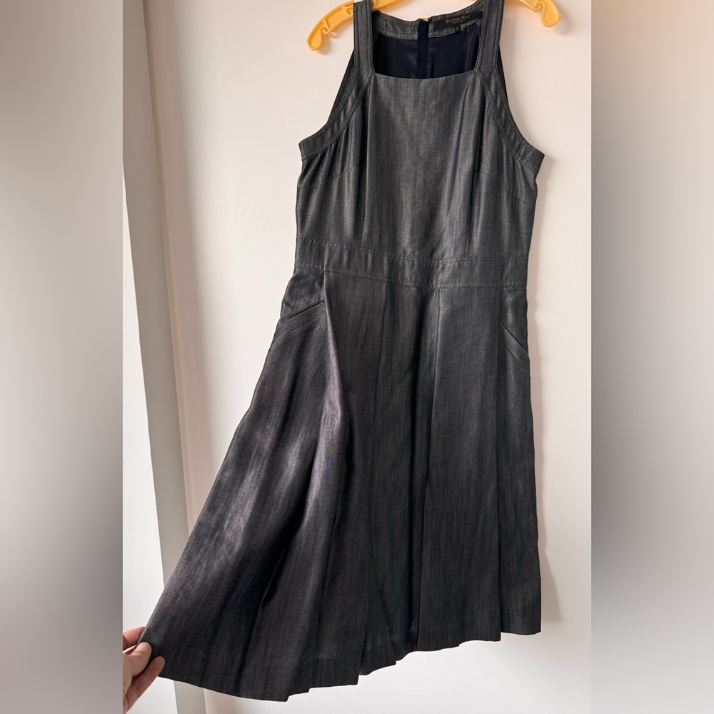Rachel Roy high neck halter dress with box pleats and pockets